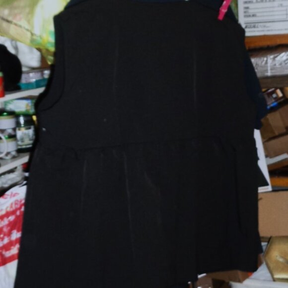 NEW FRIFUL BLACK COTTON SILVER BUTTONS DOWN FRONT SLEEVELESS BLOUSE-SZ LARGE - Picture 3 of 4